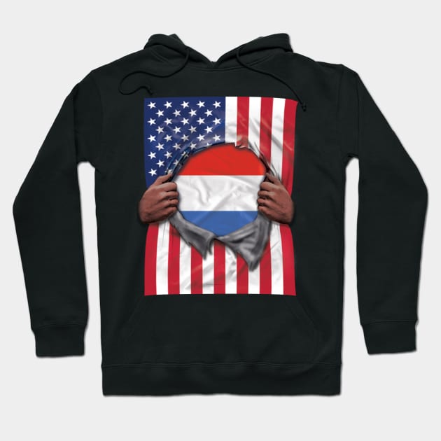 Netherlands Flag American Flag Ripped - Gift for Dutch From Netherlands Hoodie by Country Flags